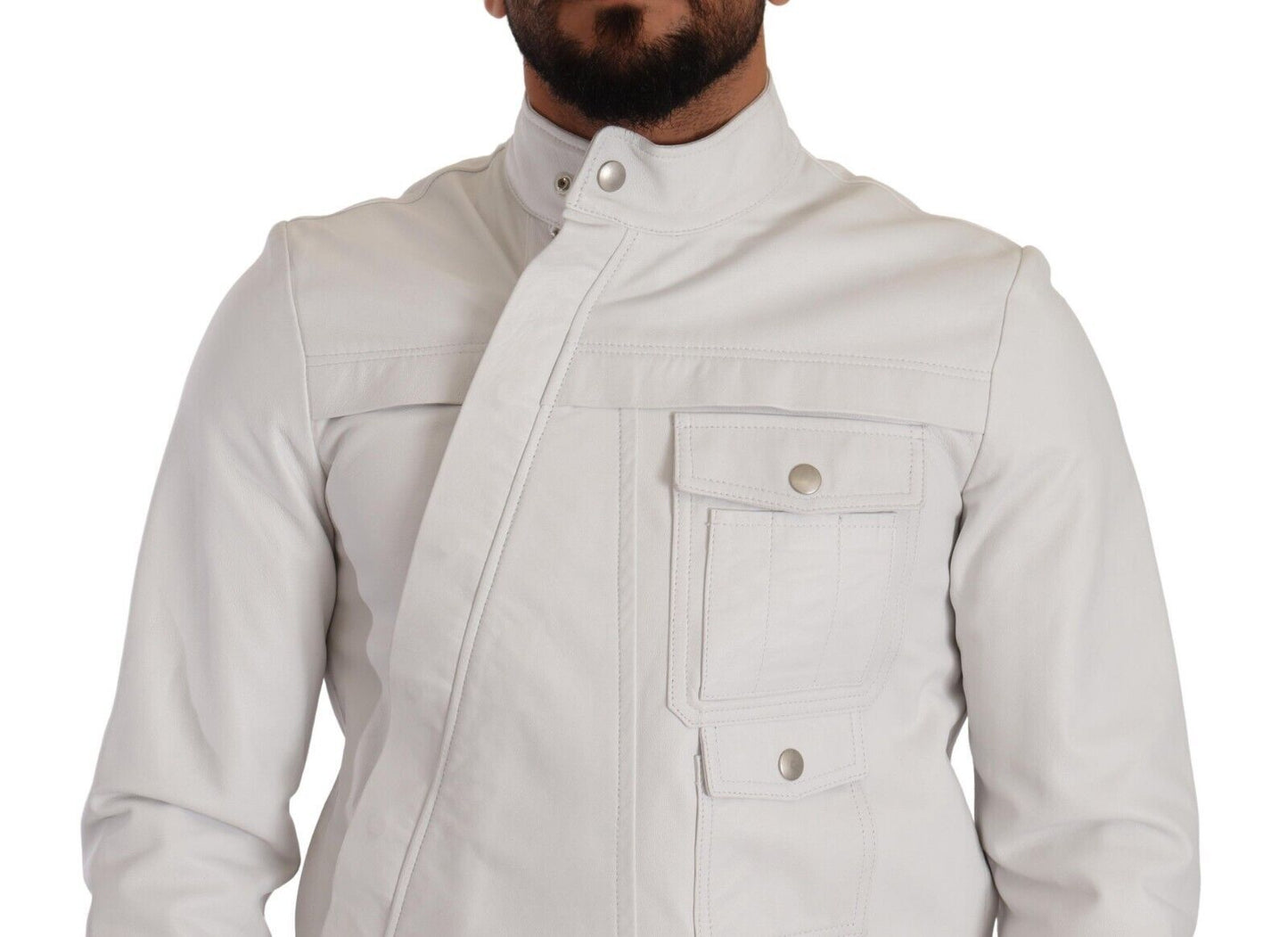 Veste motard en cuir blanc Diesel Black Gold Collection