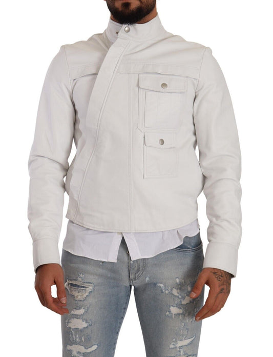 Veste motard en cuir blanc Diesel Black Gold Collection