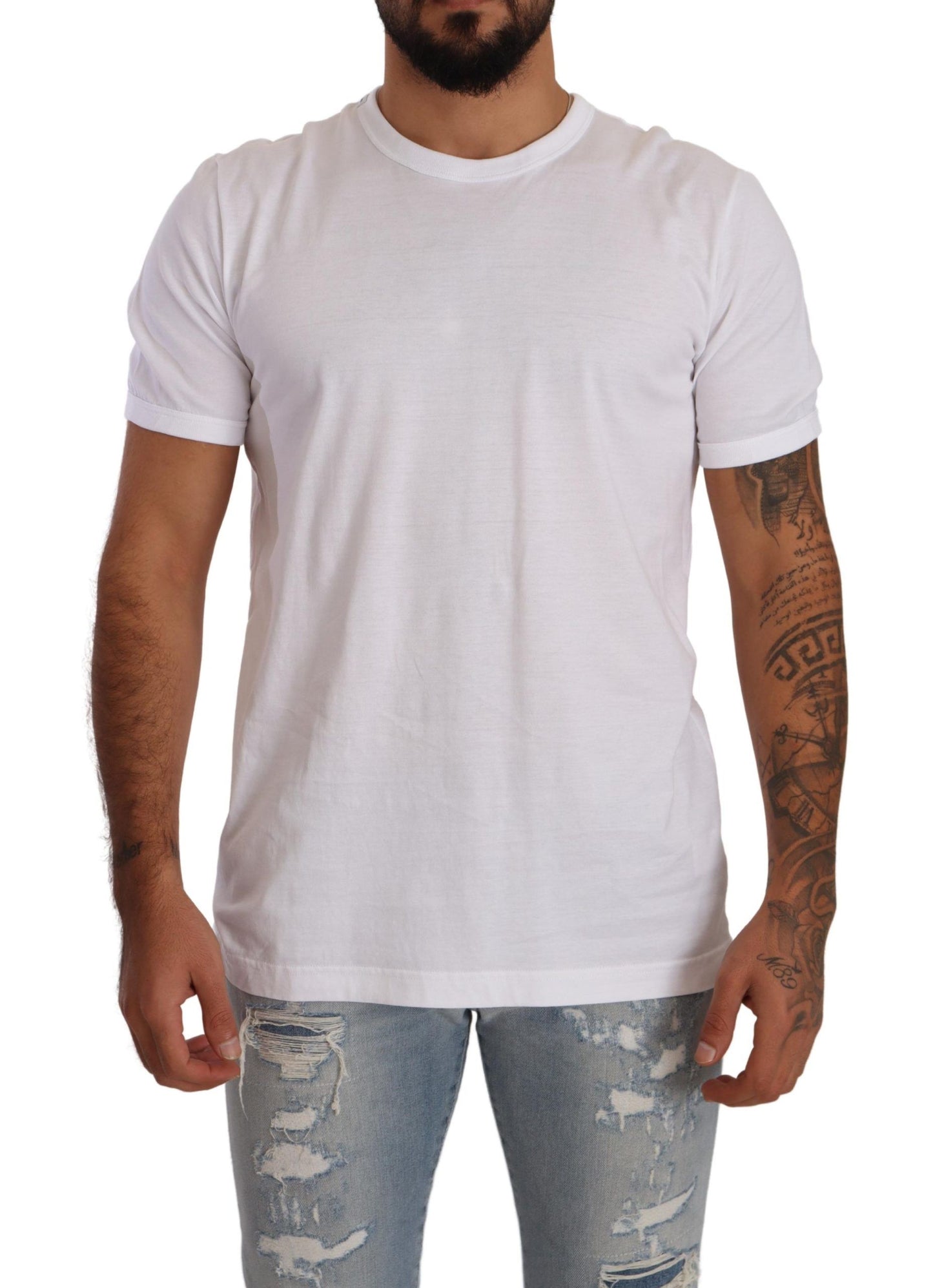 Dolce &amp; Gabbana T-shirt en coton à manches courtes et col rond blanc