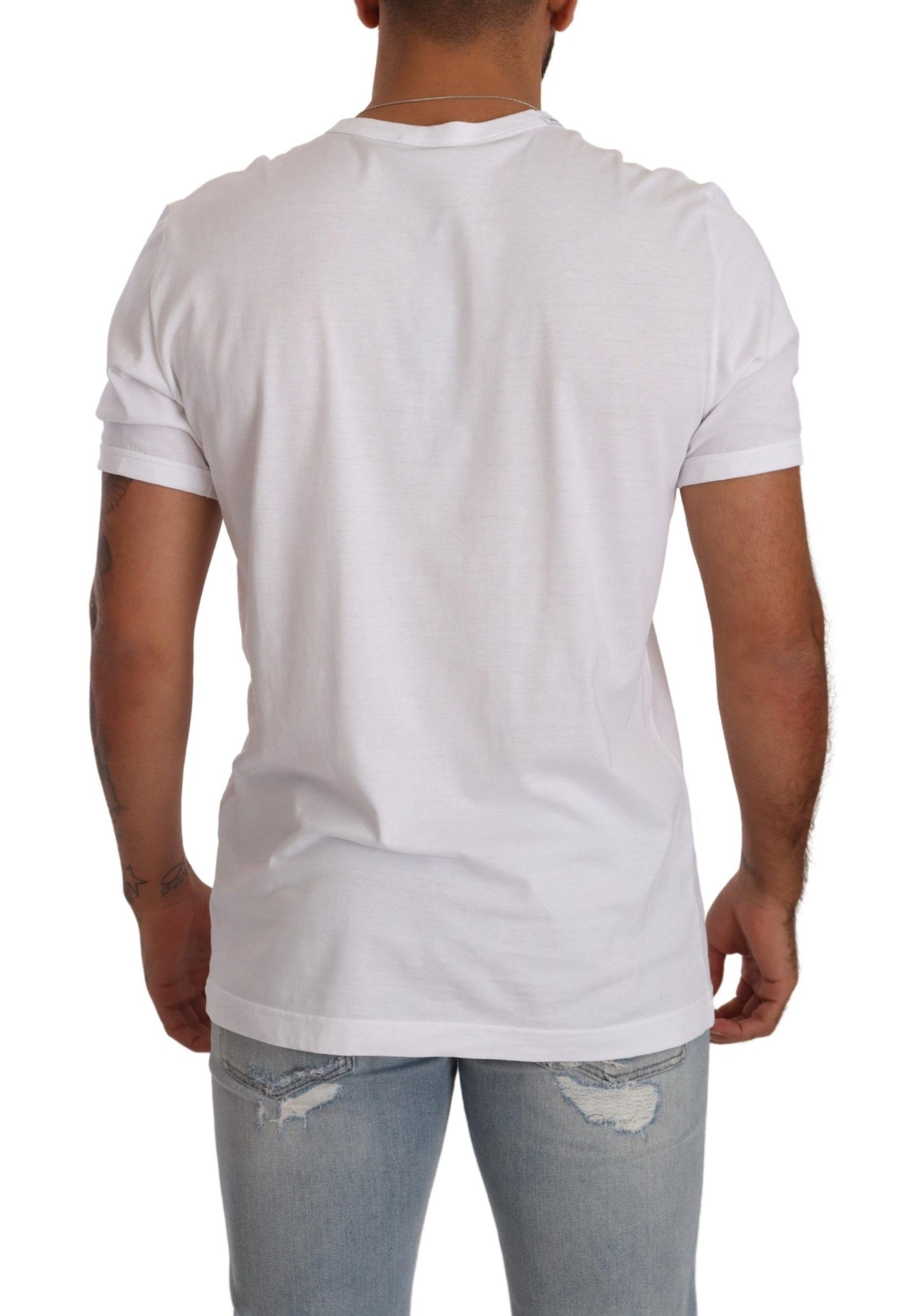 Dolce &amp; Gabbana T-shirt en coton à manches courtes et col rond blanc