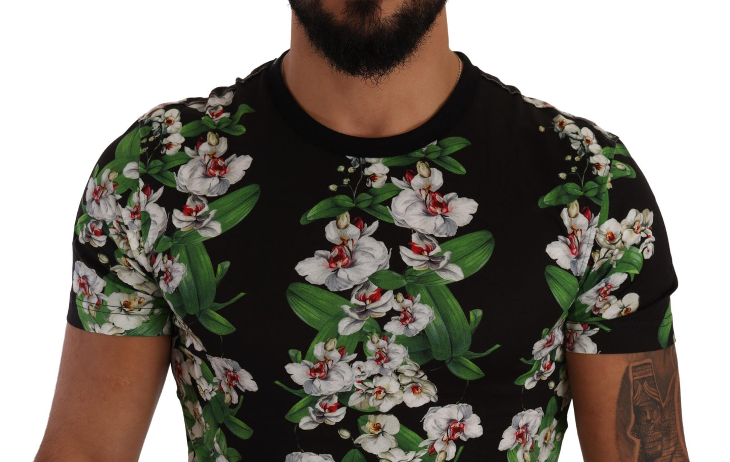 Dolce &amp; Gabbana T-shirt à col rond noir à imprimé floral