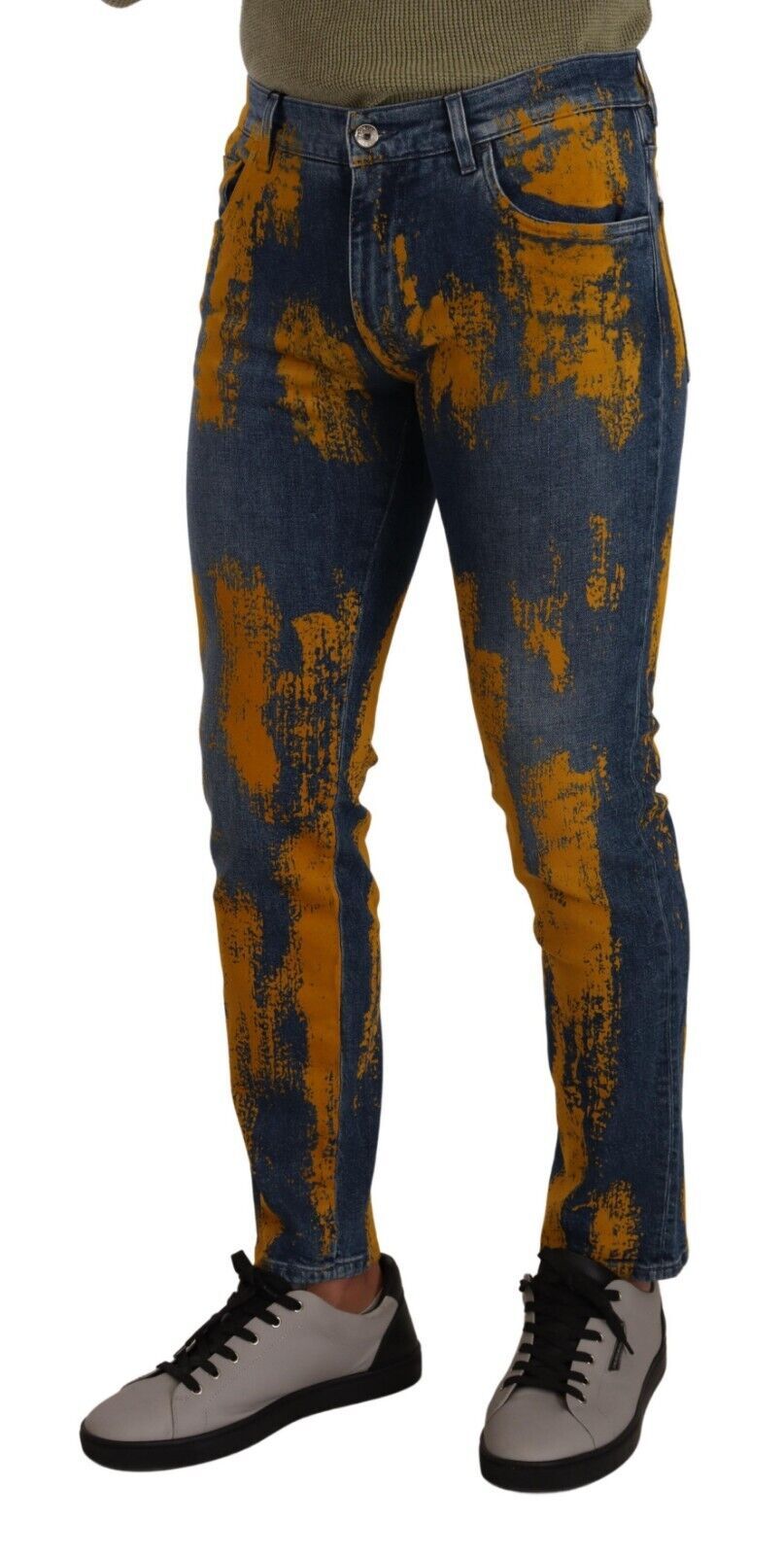 Dolce &amp; Gabbana Jean skinny en coton teint bleu jaune pour homme