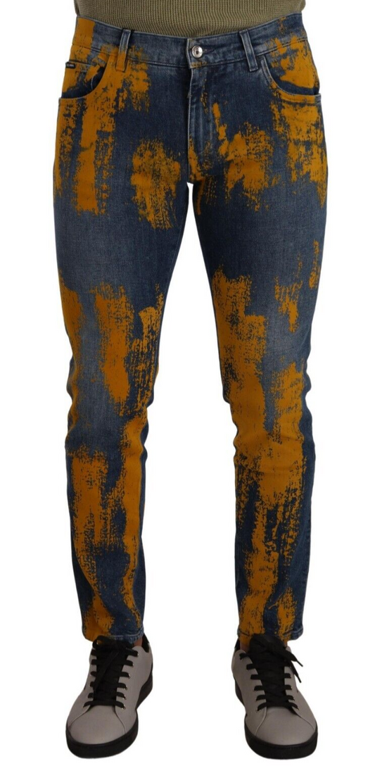 Dolce &amp; Gabbana Jean skinny en coton teint bleu jaune pour homme