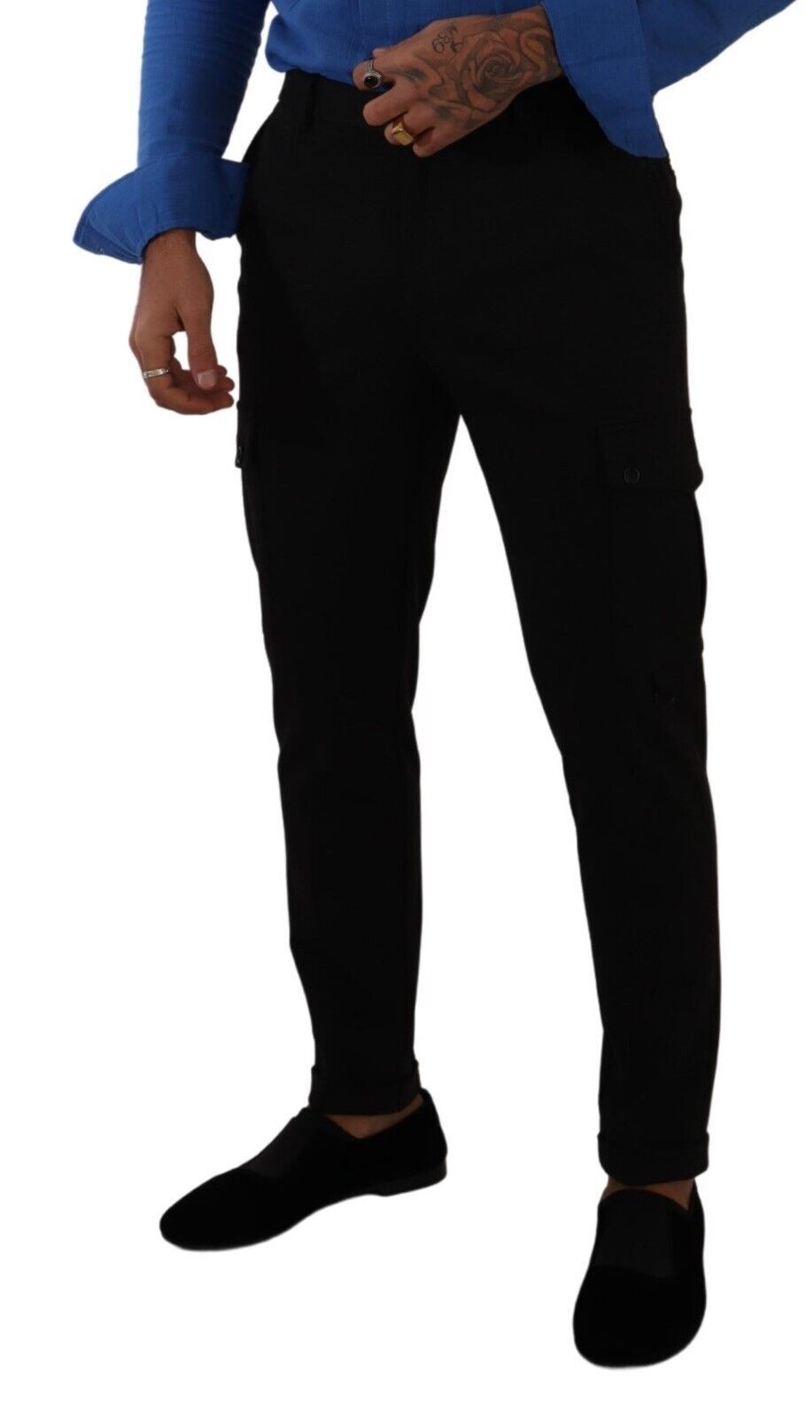 Dolce &amp; Gabbana Pantalon cargo skinny en viscose noir