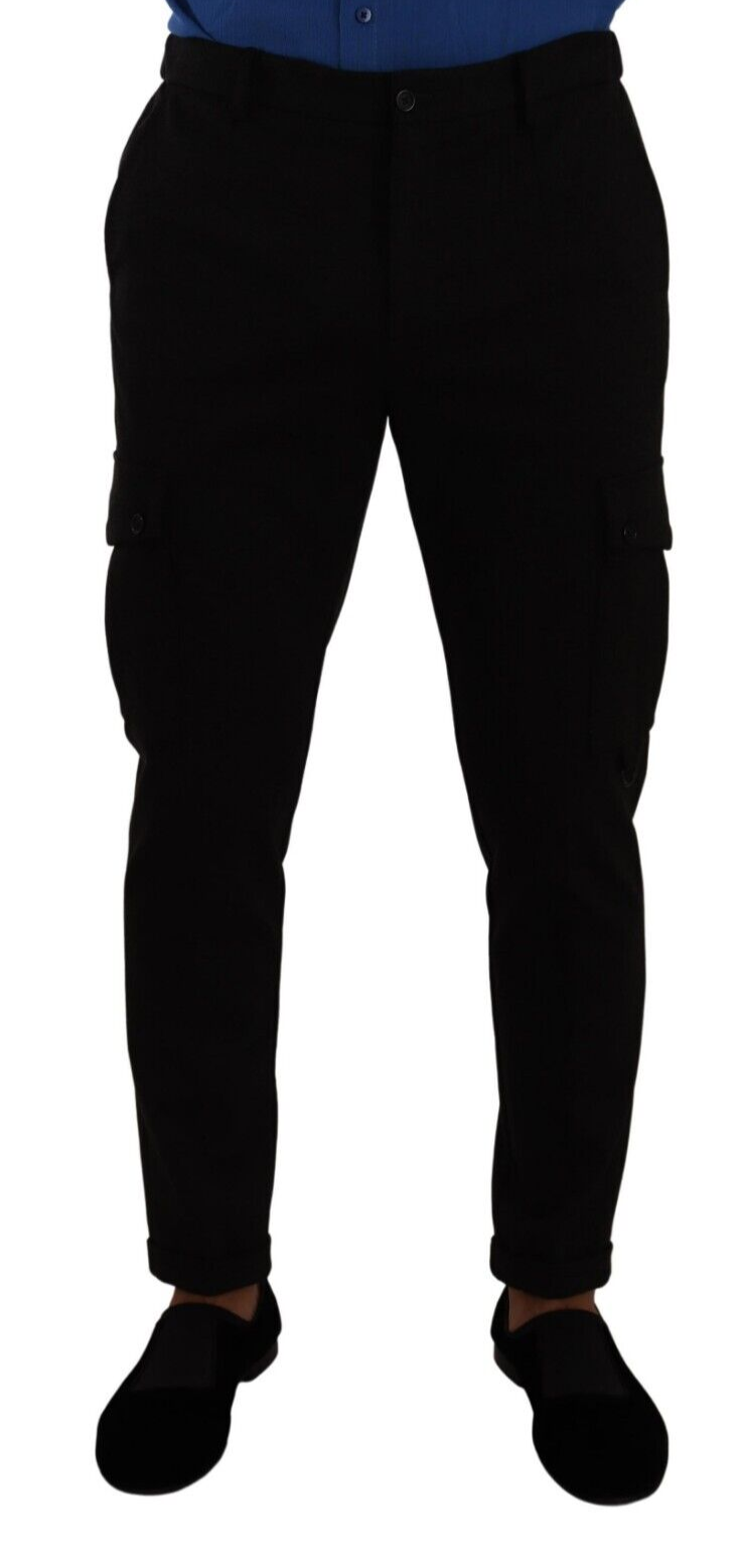 Dolce &amp; Gabbana Pantalon cargo skinny en viscose noir