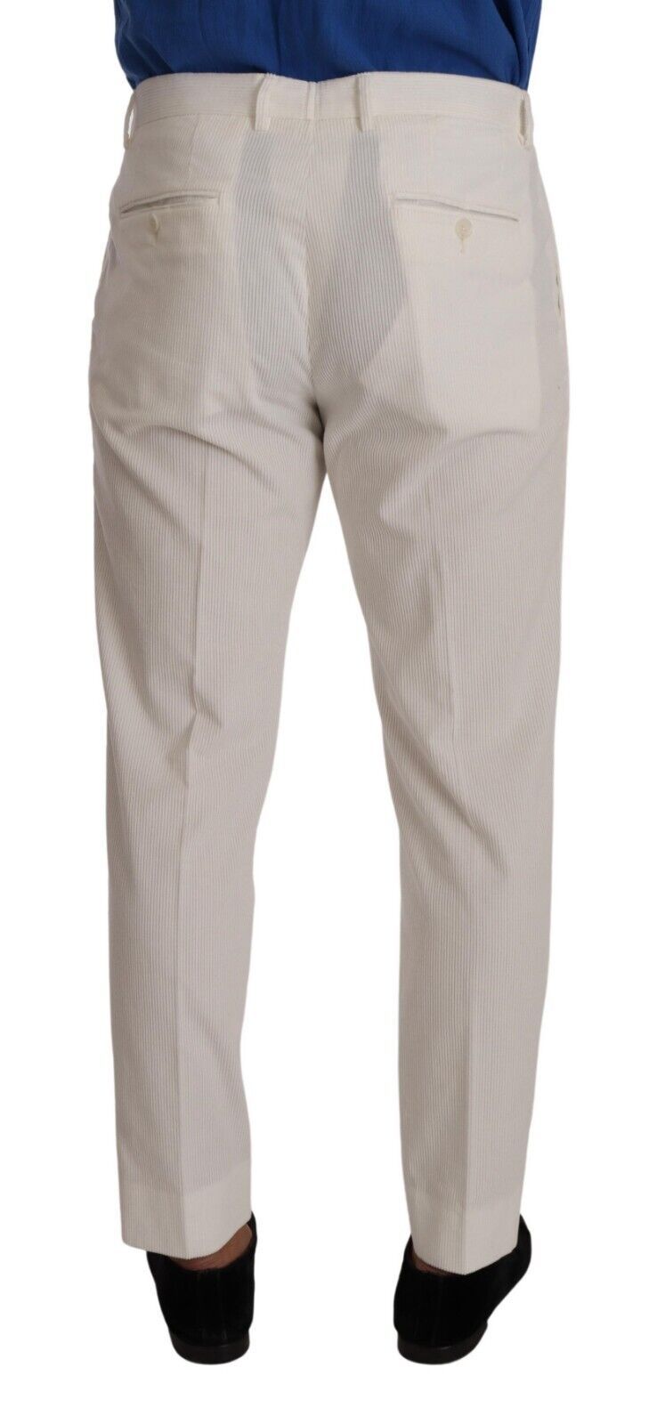 Dolce &amp; Gabbana Pantalon fuselé en coton velours côtelé blanc pour hommes