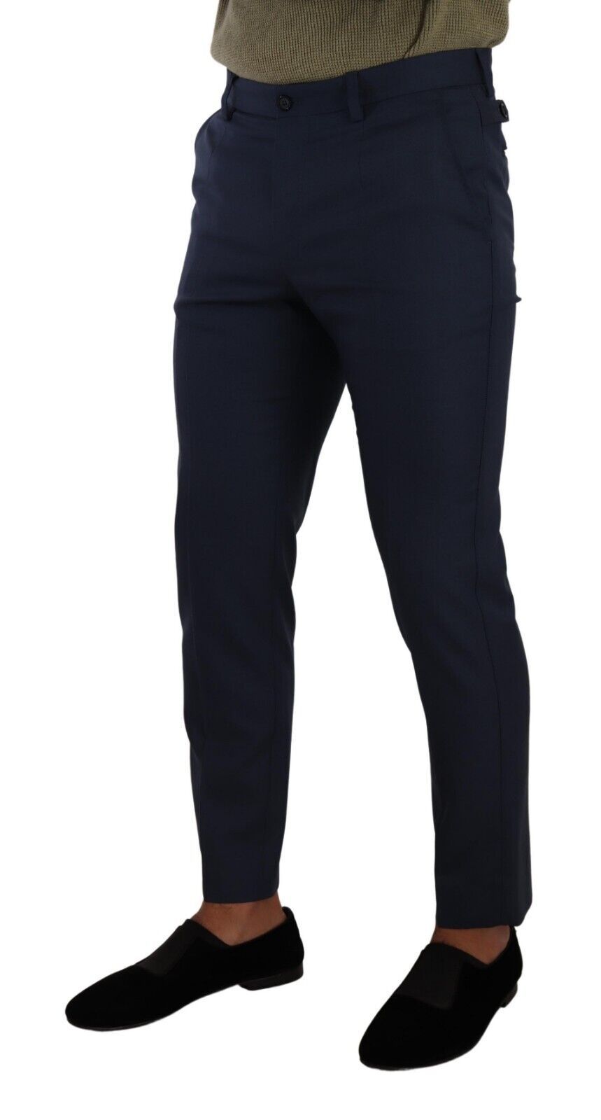 Dolce &amp; Gabbana Pantalon de costume skinny en laine bleu foncé