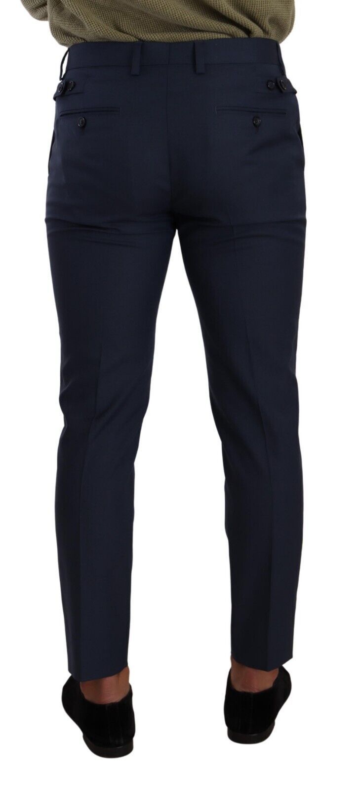 Dolce &amp; Gabbana Pantalon de costume skinny en laine bleu foncé