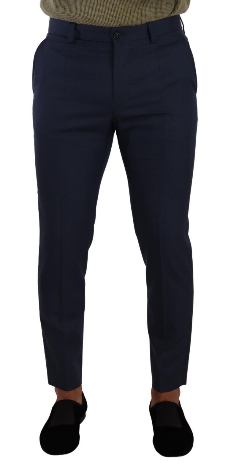 Dolce &amp; Gabbana Pantalon de costume skinny en laine bleu foncé