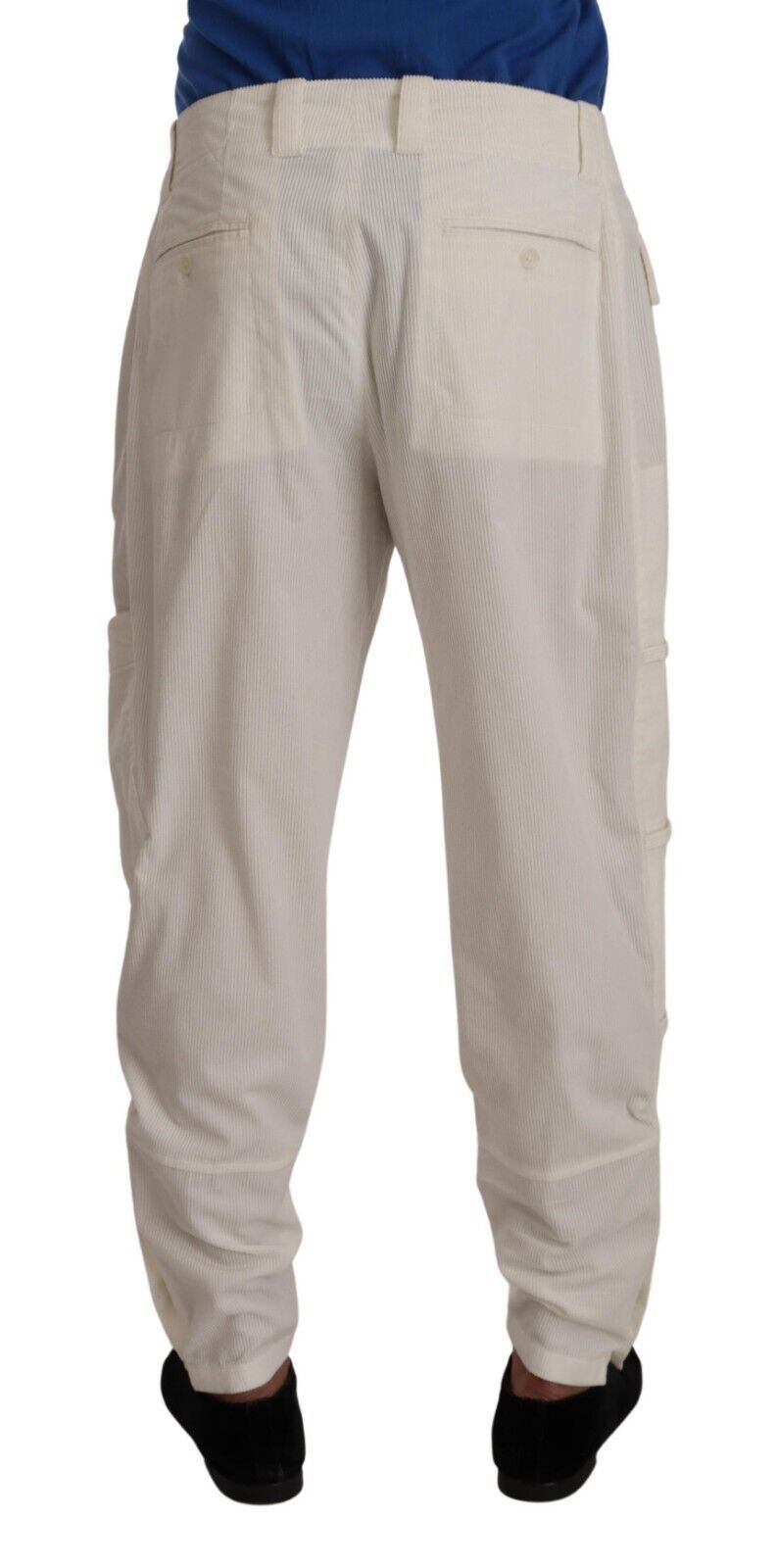 Dolce &amp; Gabbana Pantalon cargo en velours côtelé de coton blanc cassé