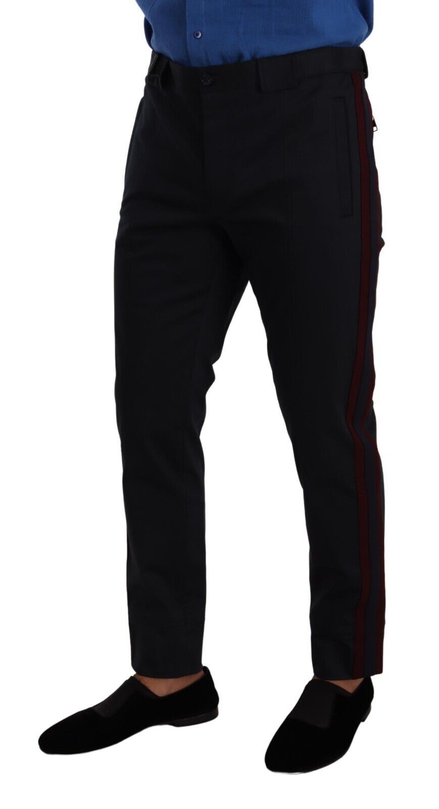 Dolce &amp; Gabbana Pantalon chino skinny en coton bleu bordeaux