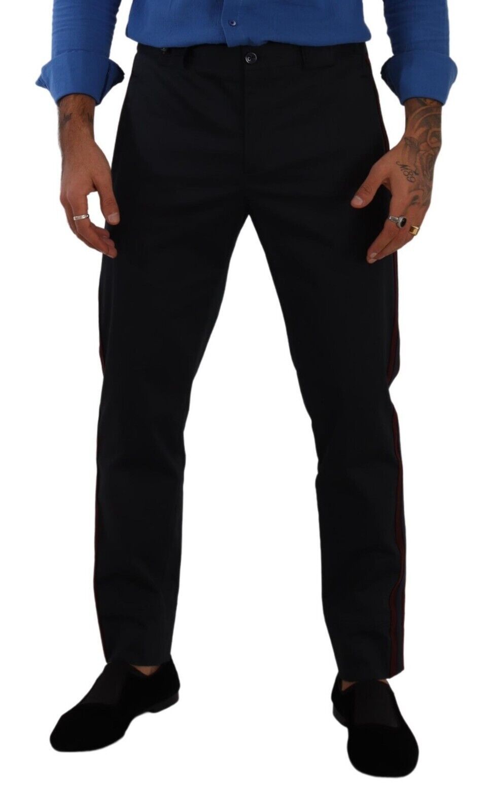 Dolce &amp; Gabbana Pantalon chino skinny en coton bleu bordeaux