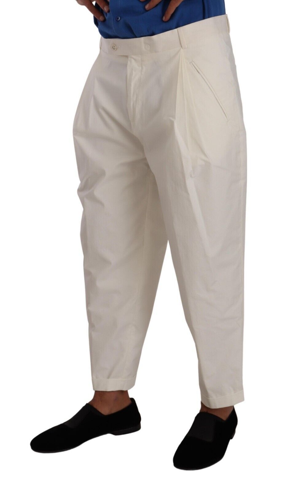 Dolce &amp; Gabbana Pantalon fuselé en coton blanc pour hommes