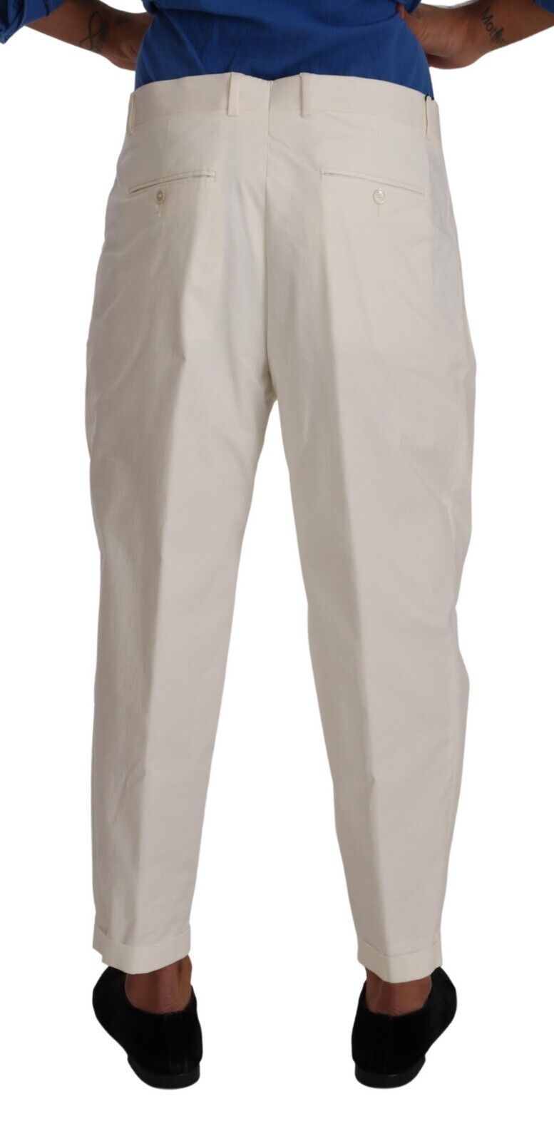 Dolce &amp; Gabbana Pantalon fuselé en coton blanc pour hommes