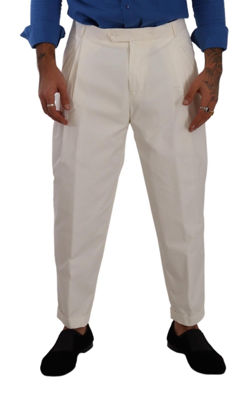 Dolce &amp; Gabbana Pantalon fuselé en coton blanc pour hommes