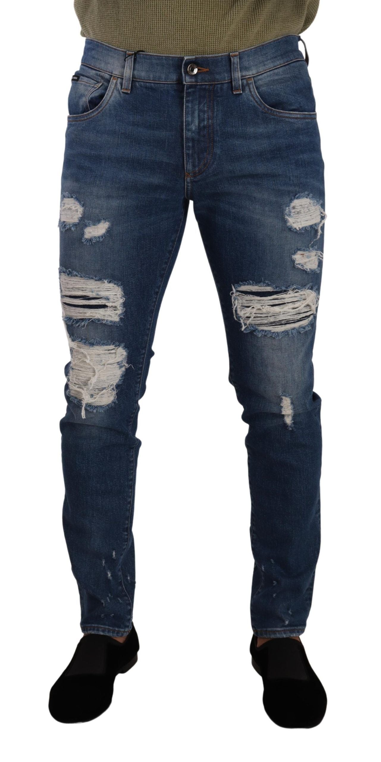 Dolce &amp; Gabbana Jean slim en coton stretch bleu délavé