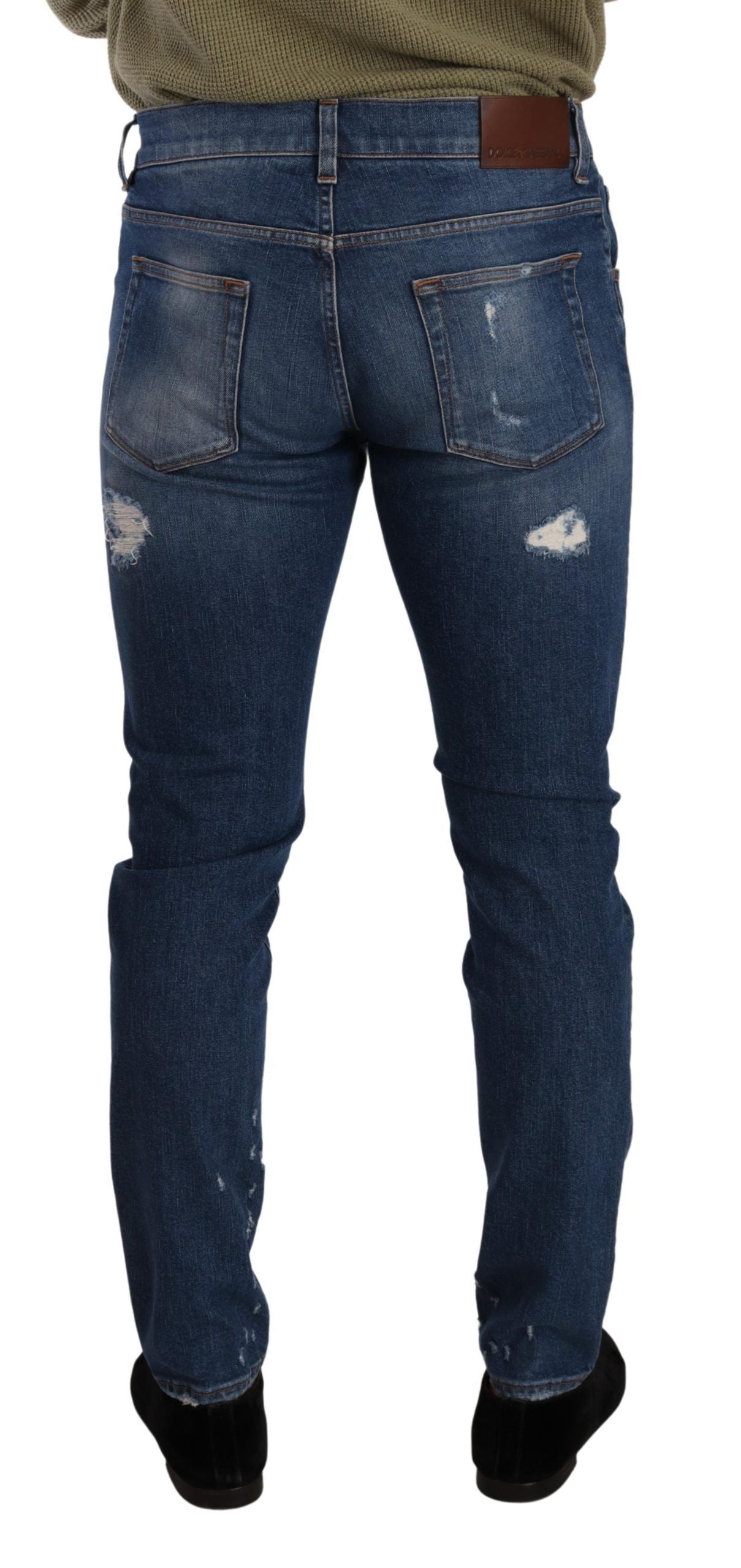 Dolce &amp; Gabbana Jean slim en coton stretch bleu délavé