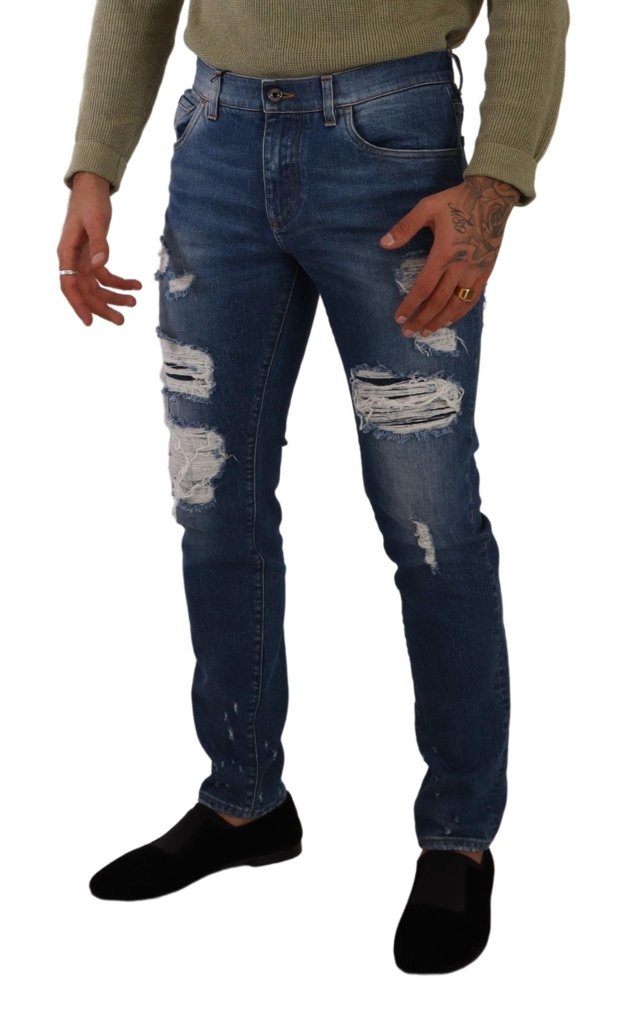 Dolce &amp; Gabbana Slim-Fit-Jeans aus Baumwollstretch in blauer Waschung