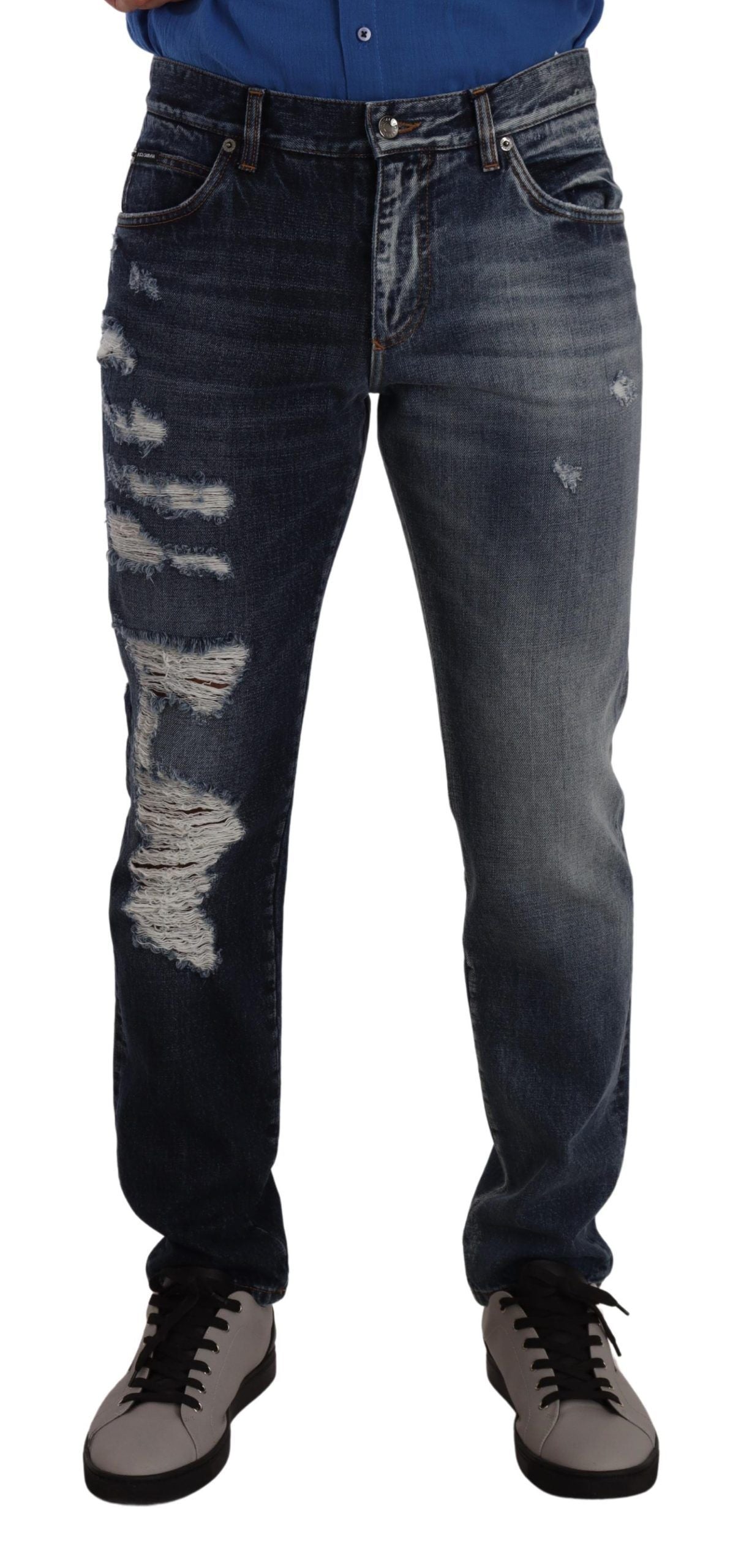 Dolce &amp; Gabbana Pantalon en denim régulier en coton bleu