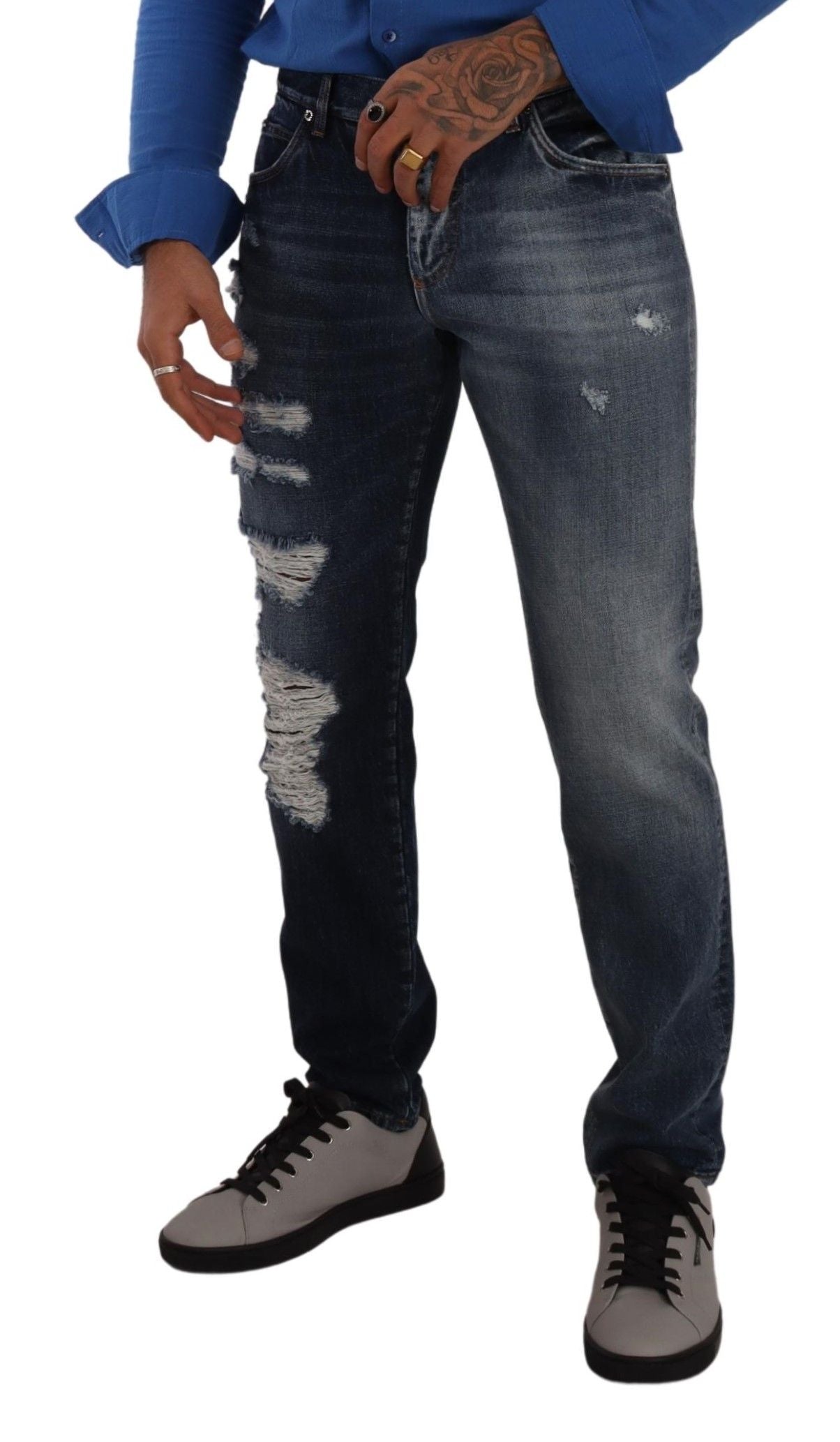 Dolce &amp; Gabbana Jeans aus normalem, blauem Baumwoll-Denim