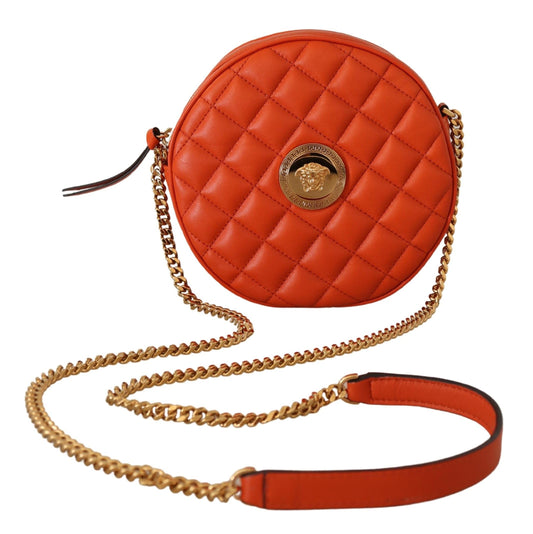 Versace Sac à bandoulière rond Medusa en cuir nappa rouge