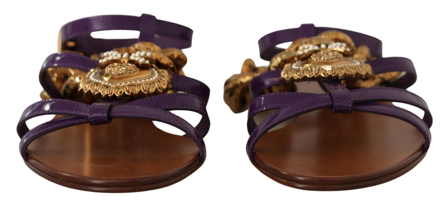 Dolce &amp; Gabbana Chaussures plates Devotion en cuir violet