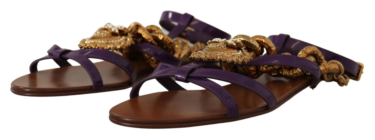 Dolce &amp; Gabbana Chaussures plates Devotion en cuir violet