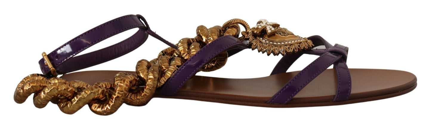 Dolce &amp; Gabbana Chaussures plates Devotion en cuir violet