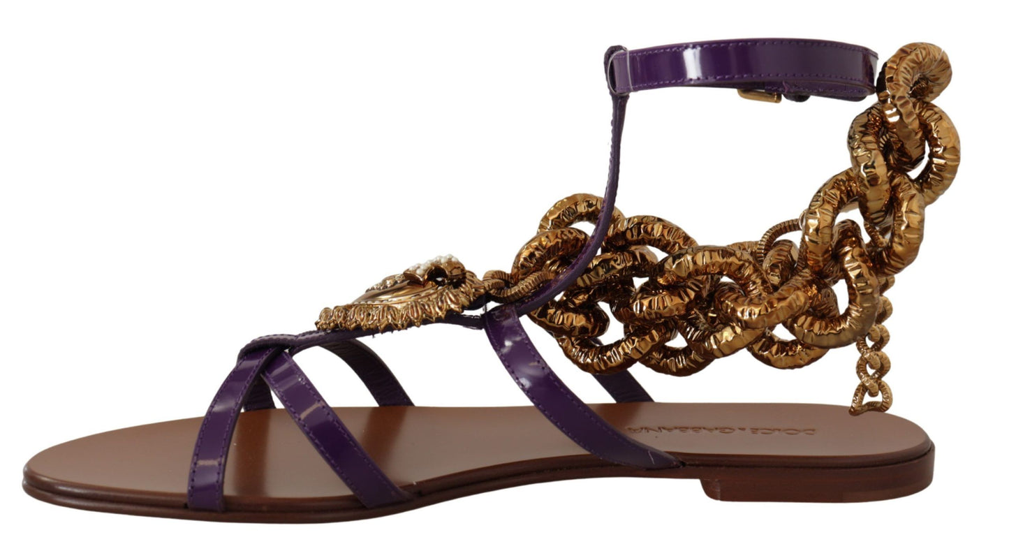 Dolce &amp; Gabbana Chaussures plates Devotion en cuir violet