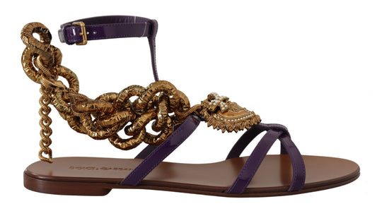 Dolce &amp; Gabbana Chaussures plates Devotion en cuir violet