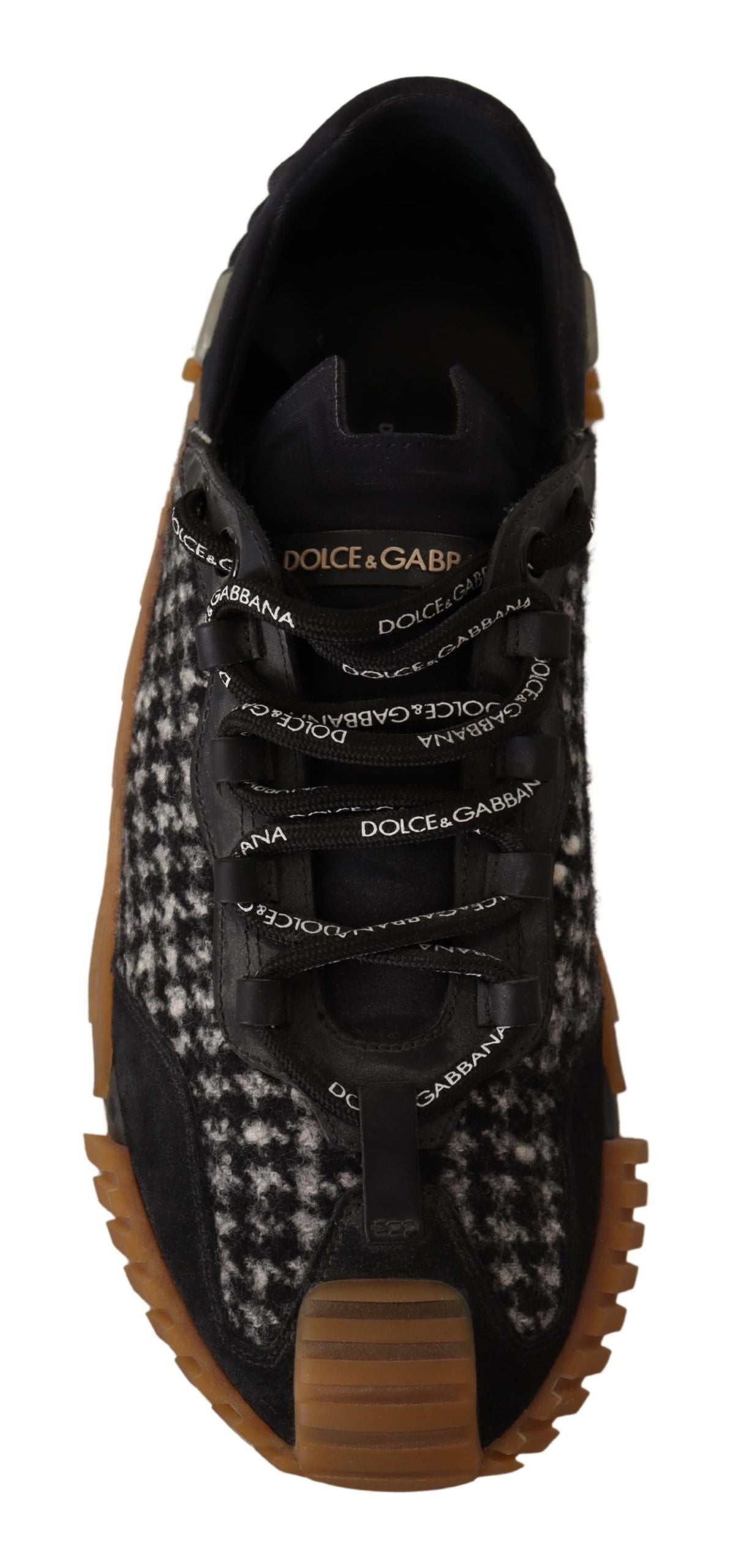 Dolce &amp; Gabbana Baskets NS1 à lacets en tissu blanc noir