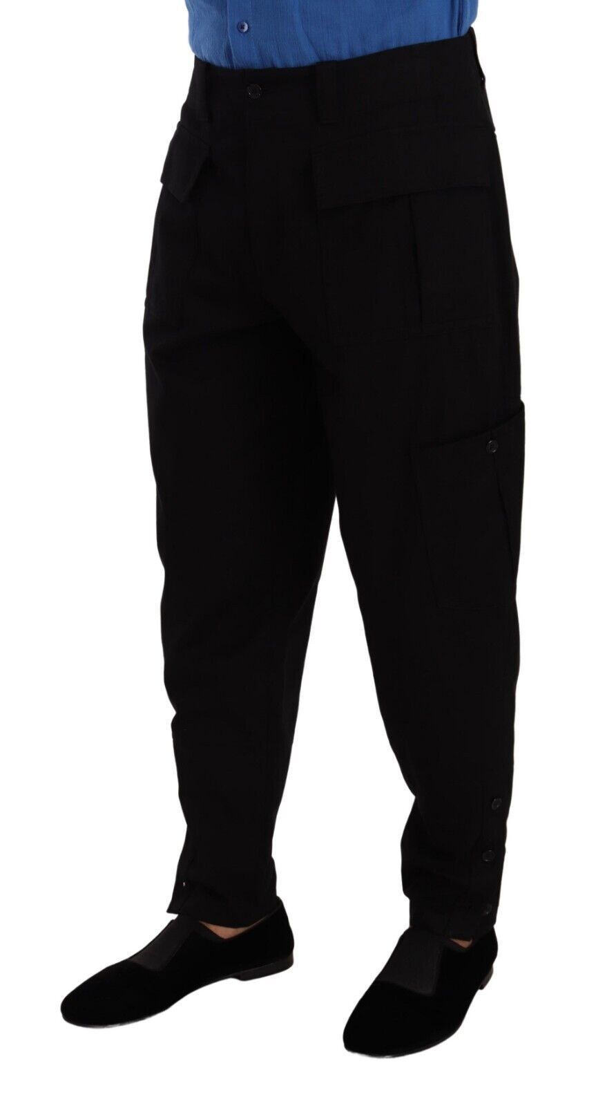 Dolce &amp; Gabbana Pantalon cargo fuselé en coton stretch noir