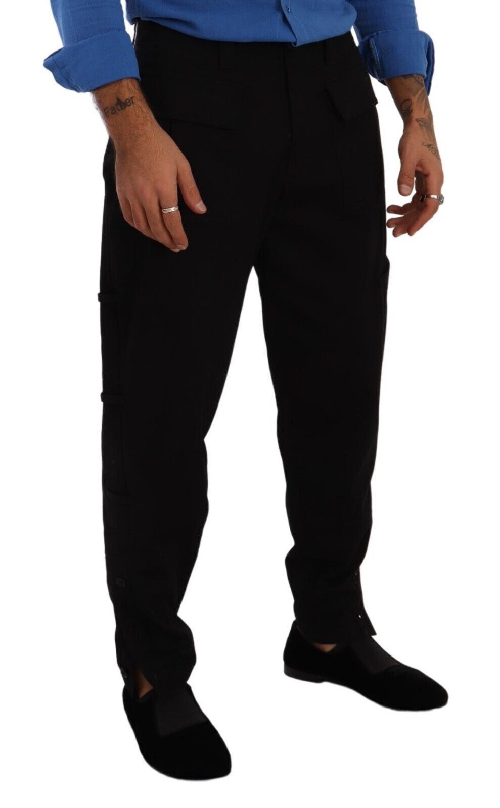 Dolce &amp; Gabbana Pantalon cargo fuselé en coton stretch noir