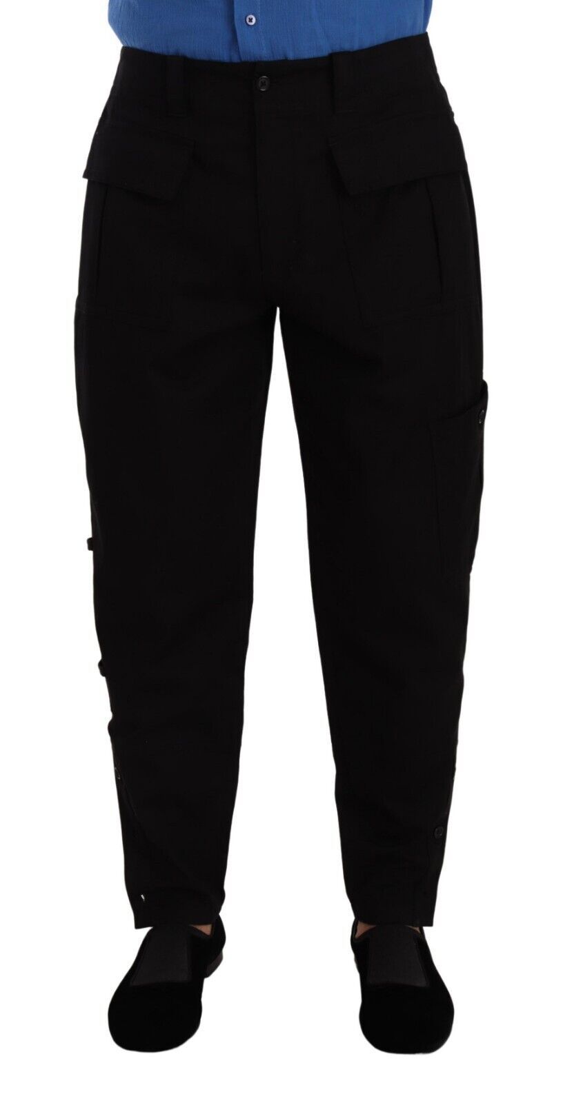 Dolce &amp; Gabbana Pantalon cargo fuselé en coton stretch noir