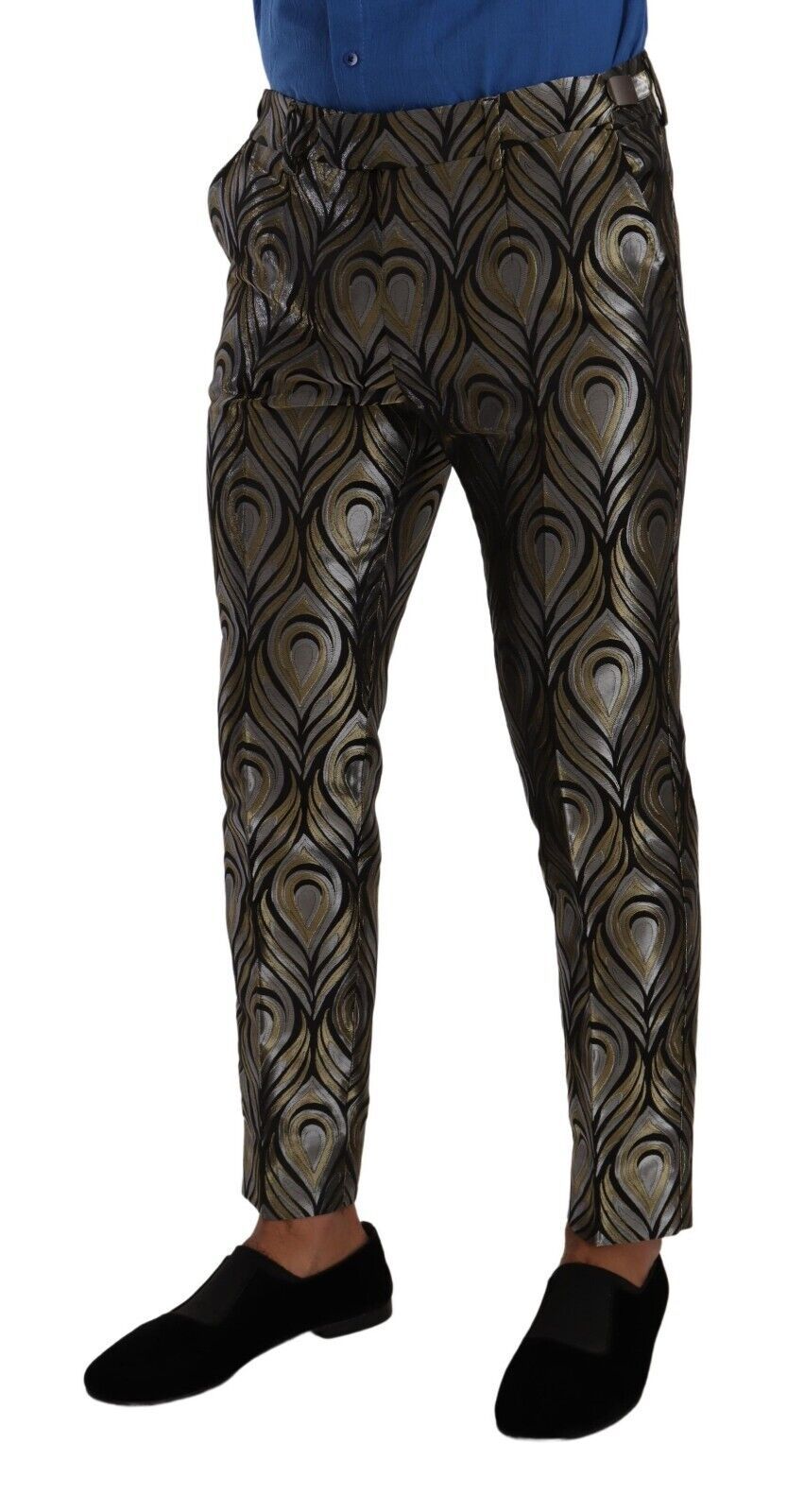 Dolce &amp; Gabbana Pantalon habillé en jacquard argenté et doré pour homme