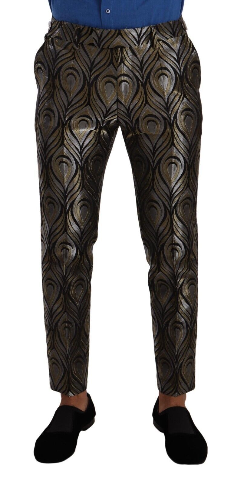 Dolce &amp; Gabbana Pantalon habillé en jacquard argenté et doré pour homme