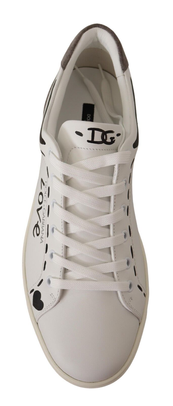 Dolce &amp; Gabbana Chaussures de baskets décontractées en cuir blanc gris LOVE