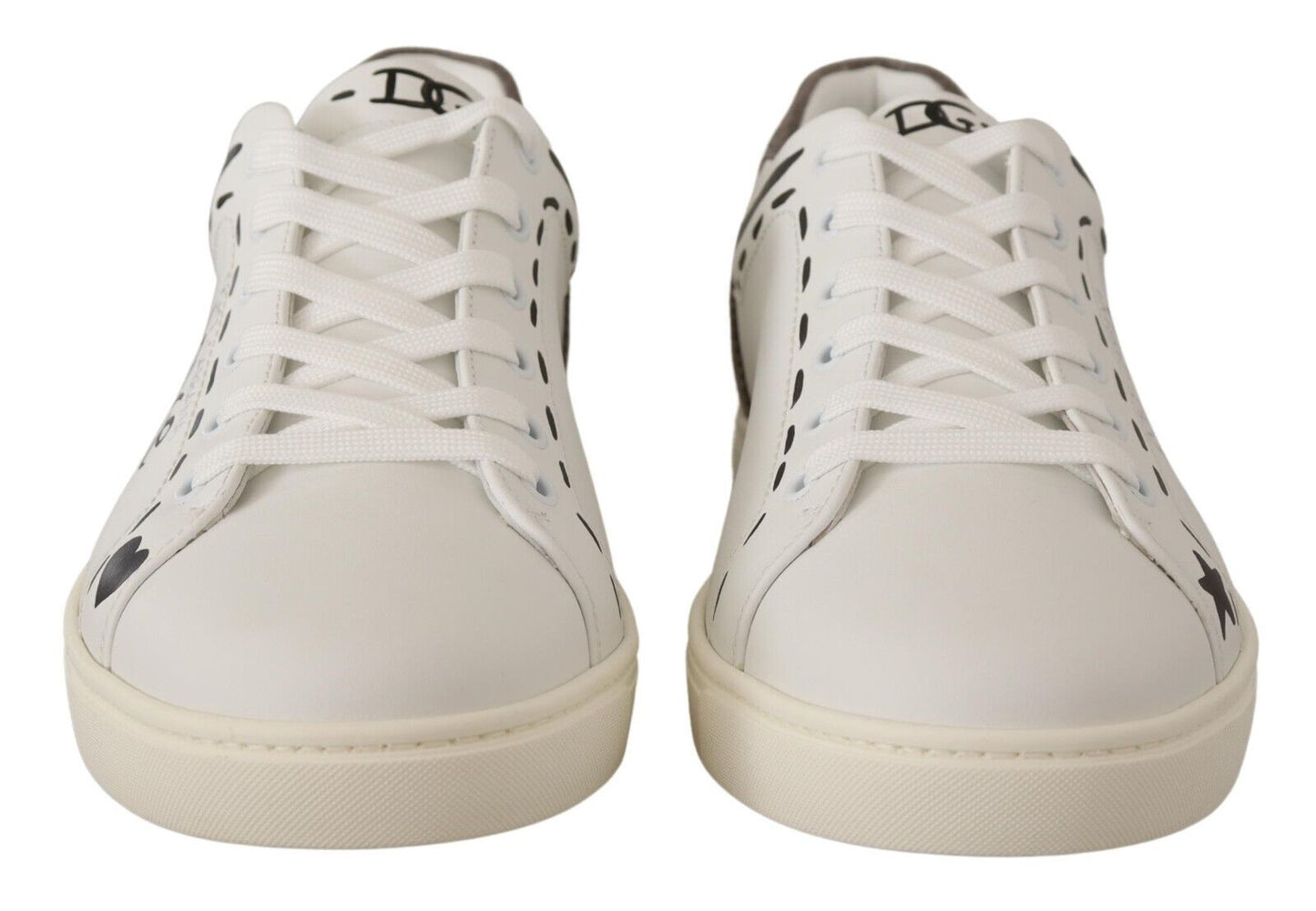 Dolce &amp; Gabbana Chaussures de baskets décontractées en cuir blanc gris LOVE