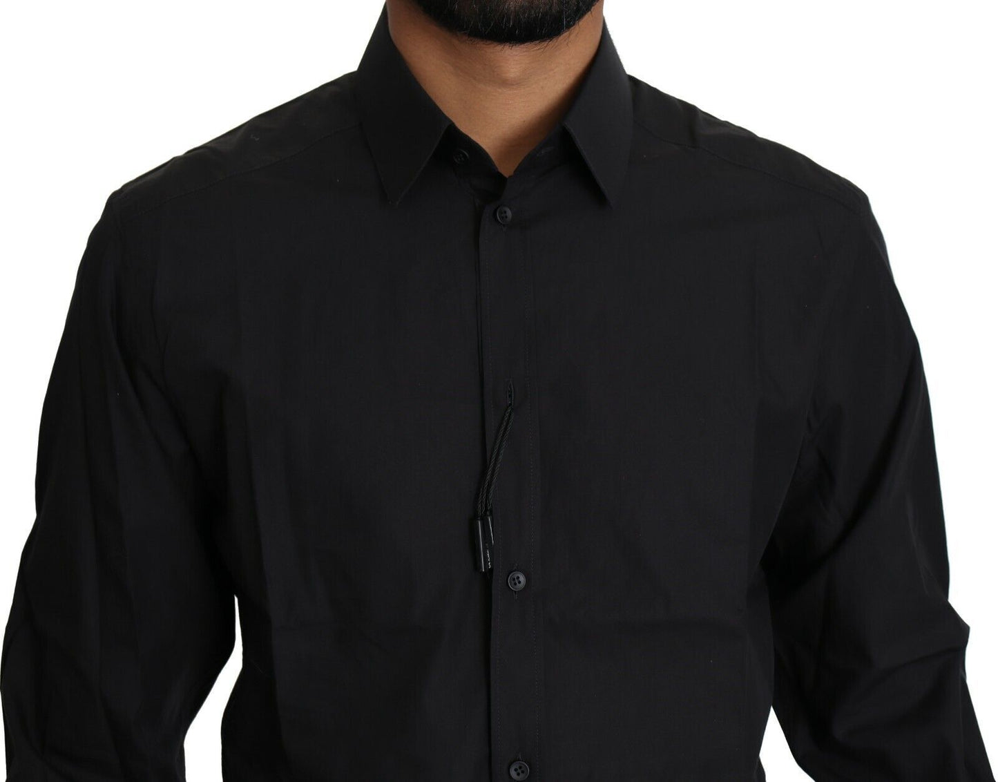 Dolce &amp; Gabbana Robe formelle en coton noir pour homme