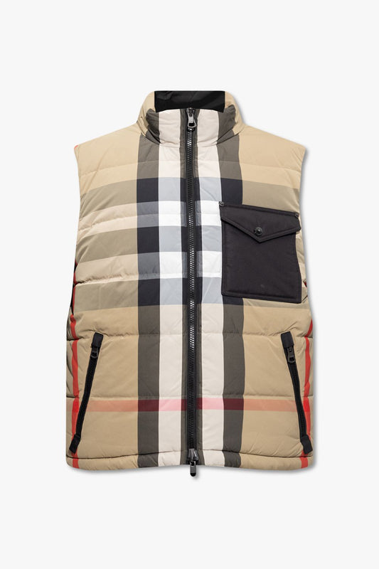 Gilet Burberry en polyamide et plumes beige