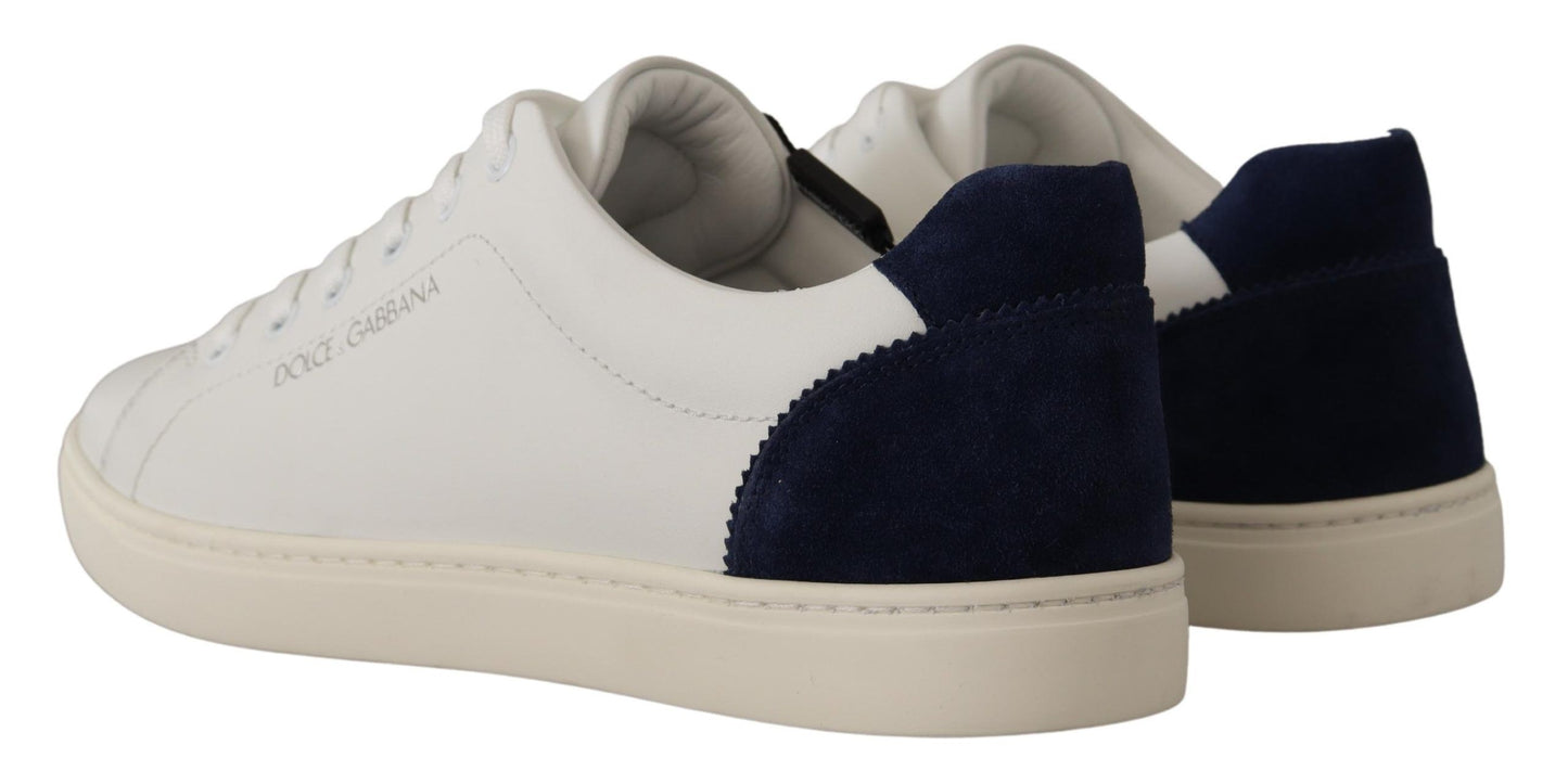 Dolce &amp; Gabbana Baskets basses en cuir bleu blanc