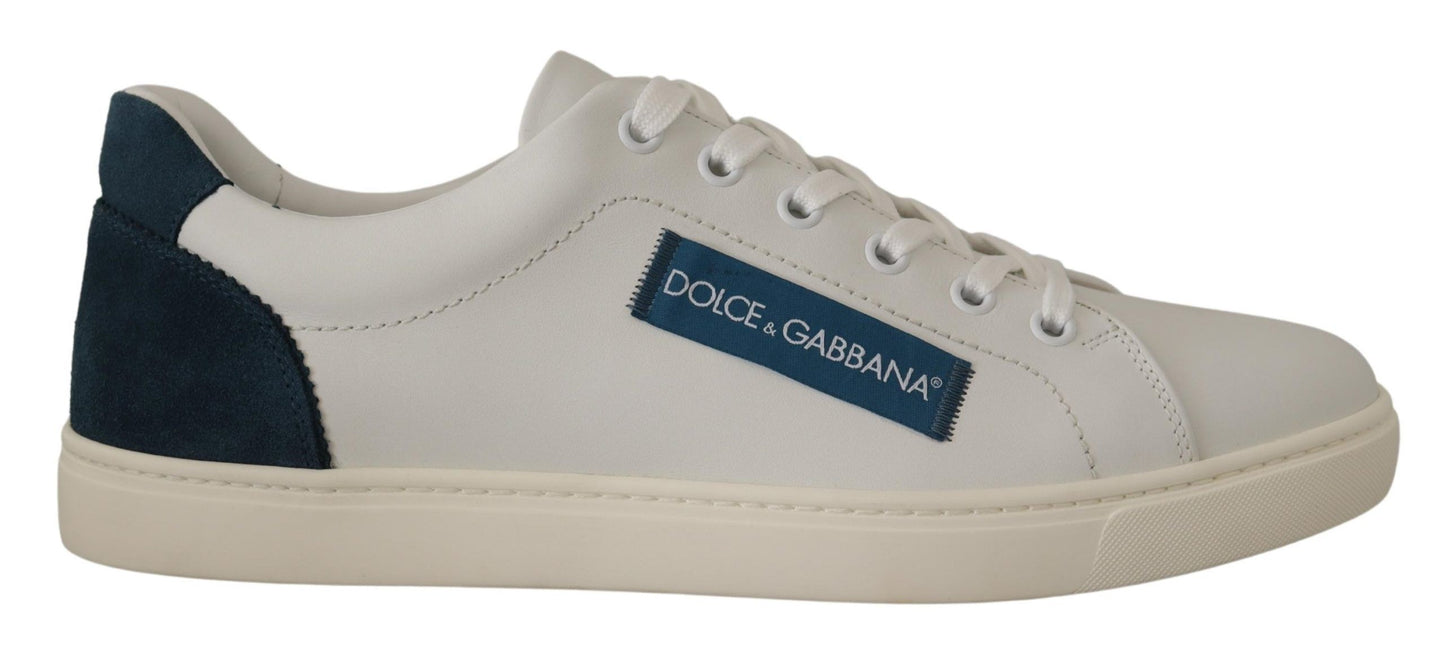 Dolce &amp; Gabbana Baskets basses en cuir bleu blanc