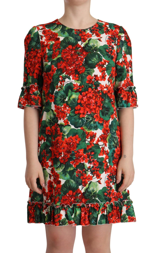 Dolce &amp; Gabbana Robe droite à fleurs rouge multicolore