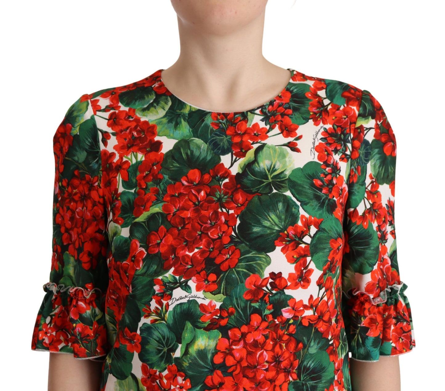 Dolce &amp; Gabbana Robe droite à fleurs rouge multicolore