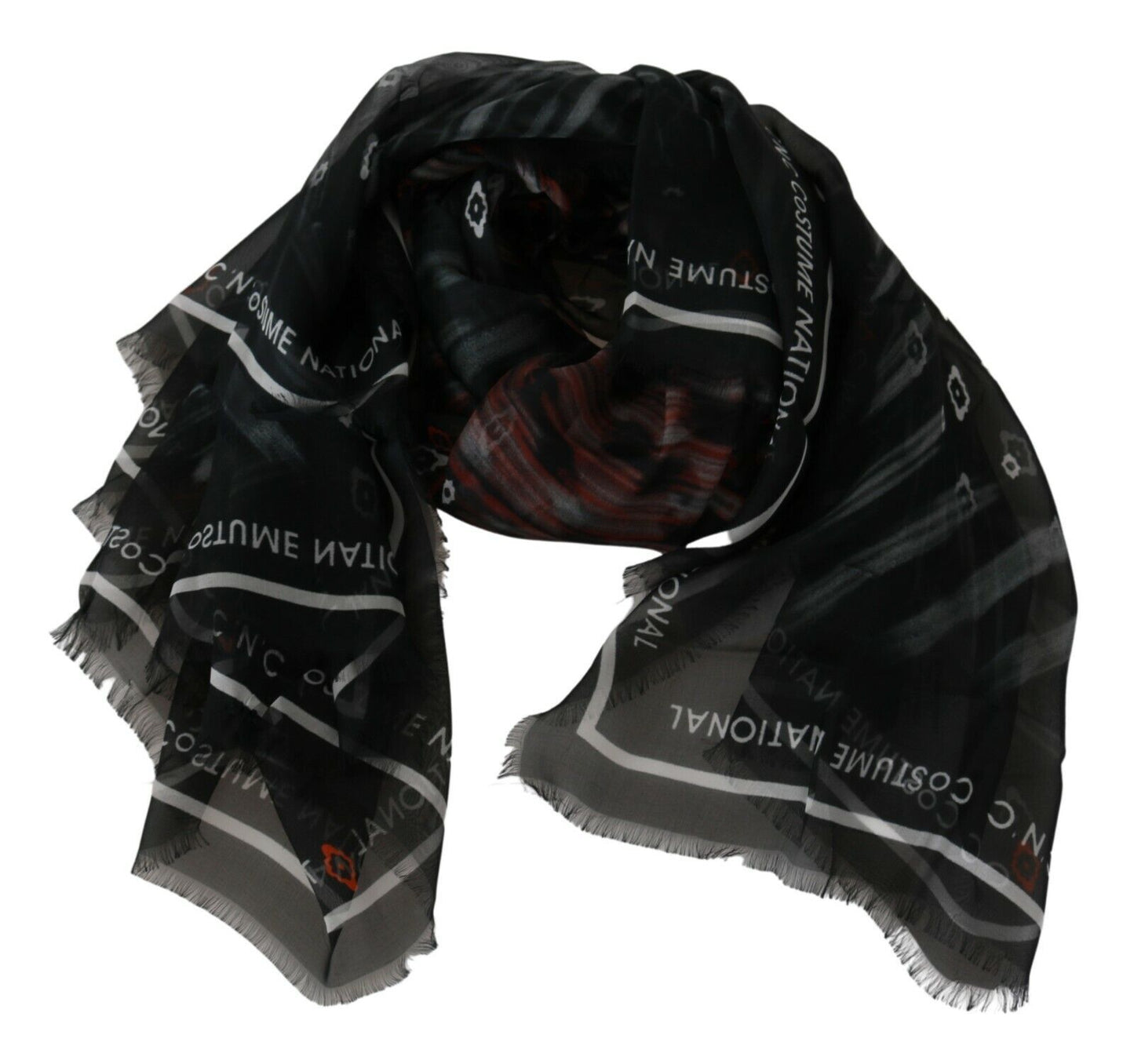 Dolce &amp; Gabbana Foulard en soie gris noir de marque C'N'C