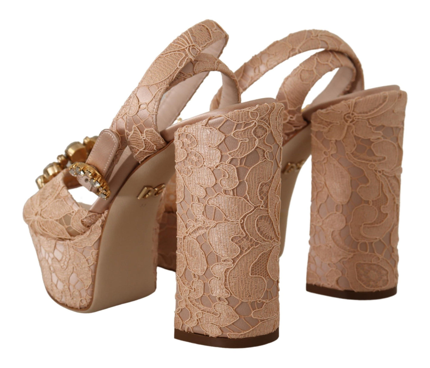 Dolce &amp; Gabbana Chaussures à plateforme en dentelle rose Taormina