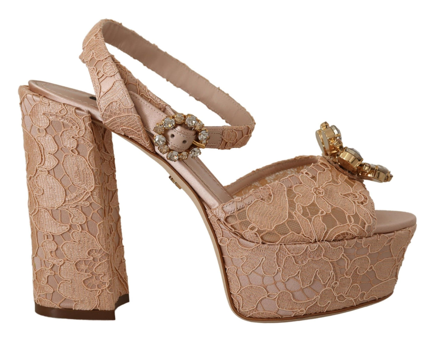 Dolce &amp; Gabbana Chaussures à plateforme en dentelle rose Taormina