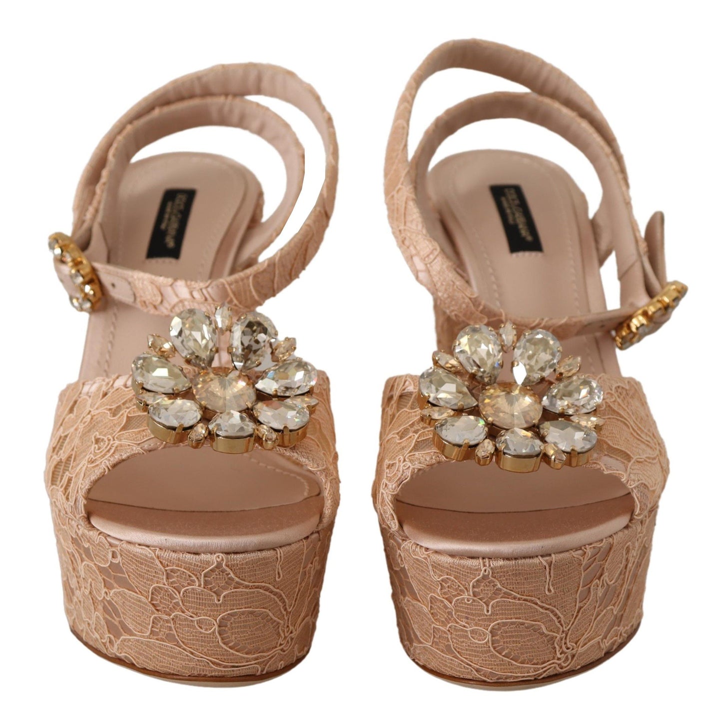 Dolce &amp; Gabbana Chaussures à plateforme en dentelle rose Taormina