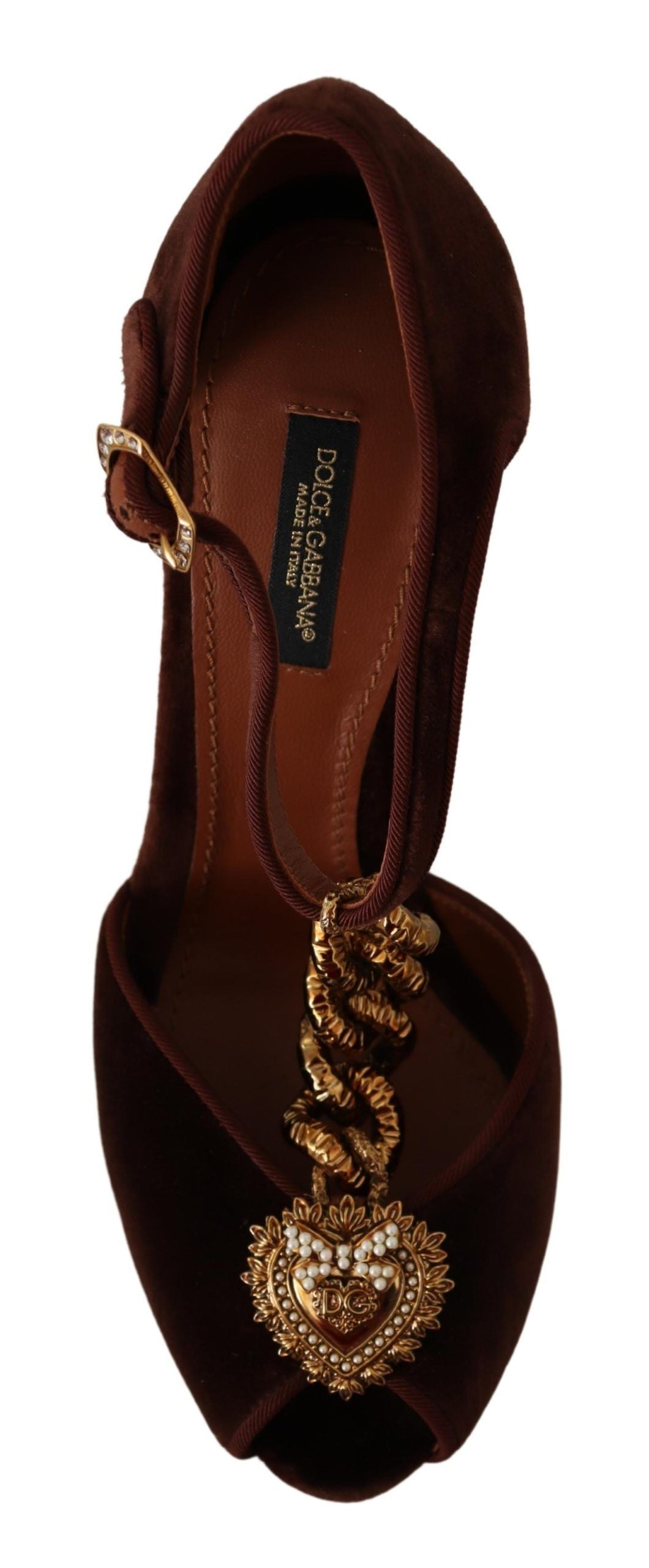 Dolce &amp; Gabbana Marron Coppar Devotion Heart Sandales Chaussures