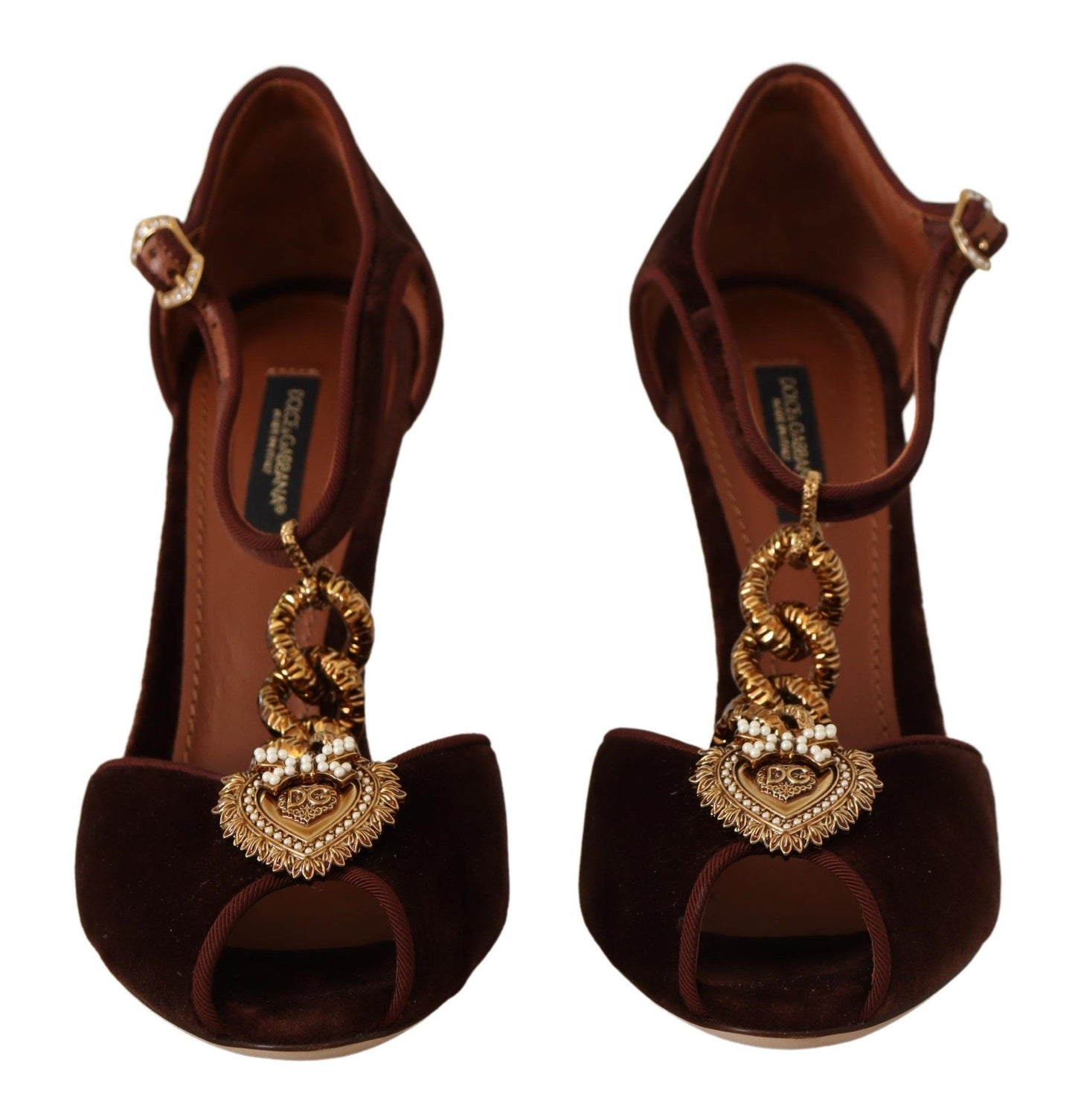 Dolce &amp; Gabbana Marron Coppar Devotion Heart Sandales Chaussures